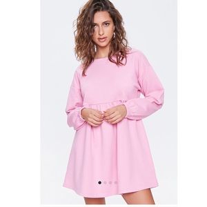 Babydoll Long Sleeve Pink Sweatshirt Dress Small NWT